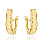 Gold drop earrings with crosswise engraving, 585