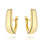 Gold stud earrings, elongated, plain, 585