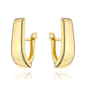 Gold stud earrings, elongated, plain, 585