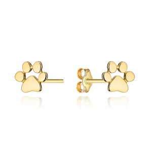 Gold dog paw stud earrings