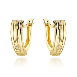 Kolczyki złote zdobione żłobieniem pr. 375