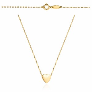 Gold necklace with a smooth, raised heart, 585