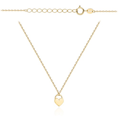 Gold heart necklace with a padlock