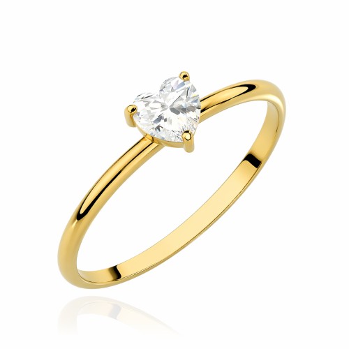 Gold heart ring on a smooth rail