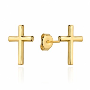 Gold cross earrings