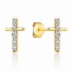 Gold cross earrings with zircons