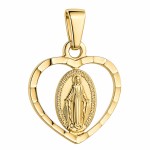 A gold miraculous medallion with a diamond heart