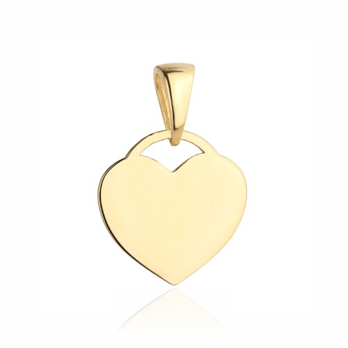 Flat gold heart pendant, 375