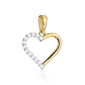 Gold heart pendant with cubic zirconia, 375