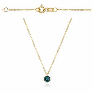 Naszyjnik złoty z kamieniem - London blue topaz