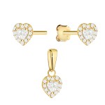 Set of earrings + pendant heart set with cubic zirconia, 375
