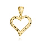 Gold pendant, diamond-cut heart outline
