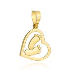 Gold pendant feet in heart