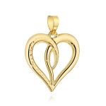 Gold pendant intertwined heart with diamond cutting