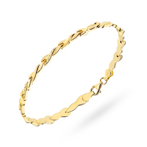 Gold bracelet with waves and diamond-cut and satin finish