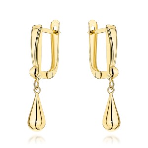 Kolczyki złote wiszące gładkie łezki