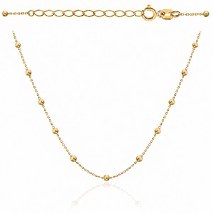 Naszyjnik złoty delikatne diamentowane kuleczki 42+3 cm