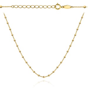 Naszyjnik złoty z diamentowanymi kuleczkami 42+3cm