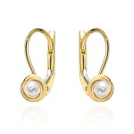Kolczyki złote z perłą w oprawie na angielskim zapięciu