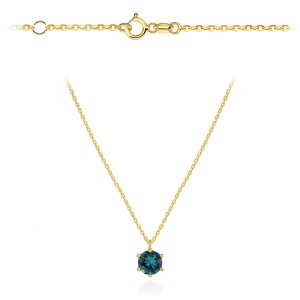 Naszyjnik złoty z kamieniem - London blue topaz