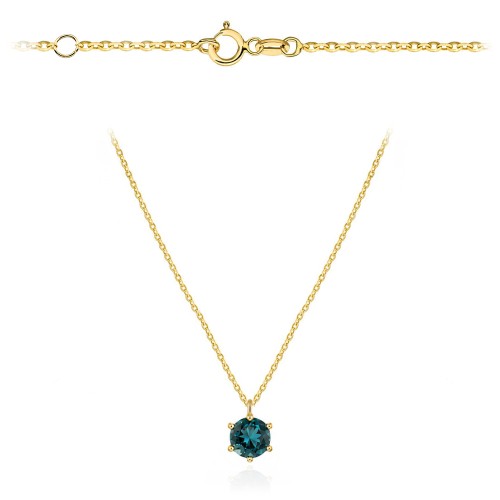 Naszyjnik złoty z kamieniem - London blue topaz