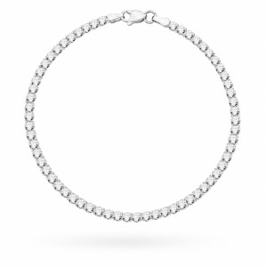 Bransoletka tenisówka w białym złocie z cyrkoniami - 2,7 mm