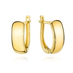 Gold flat earrings in a rectangular shape