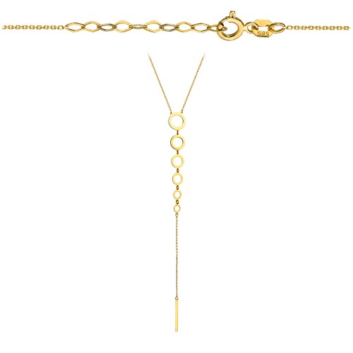 Naszyjnik sześć złotych kółek krawatką