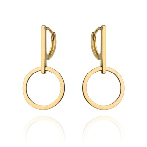 Kolczyki złote koła zawieszone na gładkim zapięciu