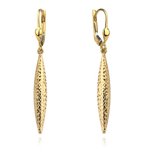 Kolczyki złote diamentowane długie sople