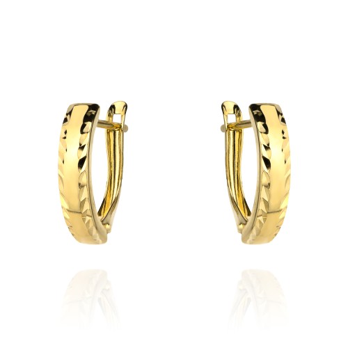 Kolczyki złote diamentowane na obu brzegach