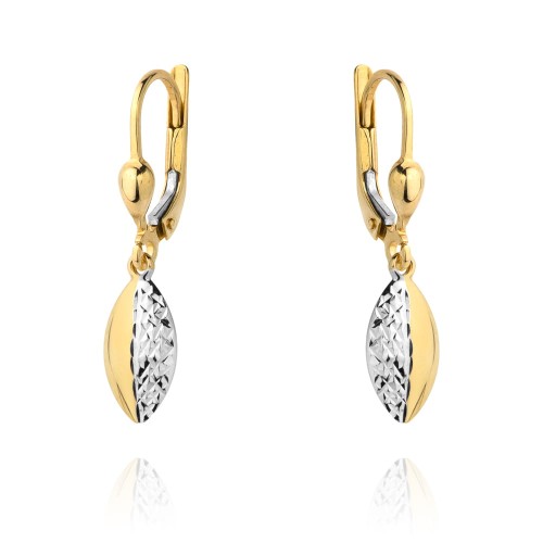 Kolczyki wiszące owal w dwa kolory złota