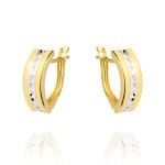 Kolczyki złote diamentowane na środku dwa kolory złota