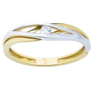 Złoty pierścionek cyrkonia przeplatany wzór 3.1539