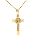 Złoty krzyżyk z Jezusem benedyktyński
